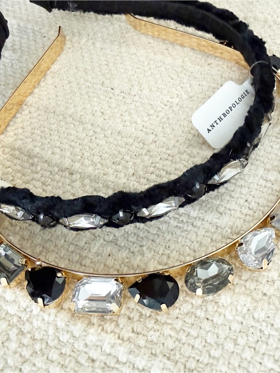 Anthropologie Gemstone Headbands Set of 2 in Gold and Black main image 4